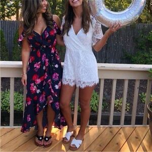 Elegant White Lace Short Romper